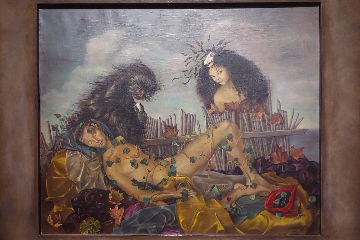 Leonor Fini, “Stryges Amaouri”, 1947. Oil on canvas, 45,8 x 55 cm. Private Collection ©Leonor Fini Estate, Paris